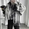 Koszulka na zwykłe koszule dla mężczyzn dla mężczyzn kobiety abstynencja Czarna biała drape Tiedye luźna bluzka jesienna estetyka High Street punk unisex 230426