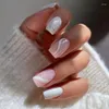 FALSE NAILS 24PC BALLERINA FAKTA NAICH FRANSKA GRADIENTBUTERFLY SQUARE Huvud Tryck på Manicure Set Art Acrylic Tips Patch