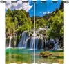 Curtain Forest Waterfall Curtains For Bedroom Natural Landscape 3D Printed Drapes Mountain Stream Window Living Room 2 Panels