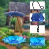 Feeding Blue Metal Bird Feeder with Glass Dish Charm for Garden Decoration Feeding Supplies of Yard