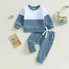 Conjuntos de ropa Color de contraste Manga larga Bebé Niños Niñas Trajes Traje Otoño Invierno Sudadera casual + Pantalones Conjunto de dos prendas para niños pequeños