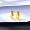 Nuevo europeo retro espejo en forma de U S925 aretes de plata joyería encanto mujeres chapado en oro de 18 k aretes exquisitos para la fiesta de bodas de las mujeres regalo del día de San Valentín SPC