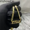 Ожерелья с подвесками VishowCo, золотое колье из нержавеющей стали, ожерелье с индивидуальным именем, персонализированная плоская цепочка с именной табличкой, ожерелье для подарка подруге 231127
