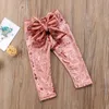 Pantalon Baru Balita Bayi Anak Anak anak Perempuan Putri Ikatan Simpul Bawahan Celana Pleuche Legging Panjang Lucu Pakaian 6M 5T 230426