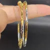 Bangle 3mm Two-tone Bangles Dubai Women Balls Bracelets Africa Hand Chain Gold Color Saudi Arabia Wedding Bridal Jewelry Gift