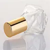 8mlミニポータブルポリゴン透明ガラスローラーボトルトラベルエッセンシャルオイルステンレススチールボール付きボトルのロールゴールドシルバーキャップktcig