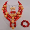Necklace Earrings Set Fashion African Beads Jewelry Orange Nigeria Wedding Coral Bridal For Women
