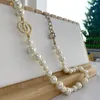 Diamante C Colgante Collar de perlas Diseñador para mujer Nunca se desvanece Diamante 18K Chapado en oro Cadena de suéter Regalo de boda Accesorios de joyería