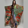 Women's Swimwear Dragon and phoenix patterned beach jacket smock kimono cardigan holiday robe bikini suntan shirt 230426