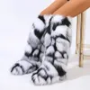 Botas de neve femininas de inverno, botas longas de pele falsa, quente, plataforma de pelúcia, botas altas até o joelho, ao ar livre, peludas, fofas, acima do joelho, meninas, y2k