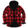 Men's Casual Shirts Button-down Shirt Jacket Stylish Plaid Print Cardigan Coat Warm Hooded Single-breasted For Fall Winter Fashion