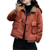 Damen-Trenchcoats 2023 Eine Patchwork-Jacke Damen Kurzer Abschnitt Leichter Stehkragen Einfache und vielseitige modische Daunen-Lady-Parkas