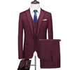 Men's Suits (Jacket Vest Pants) Brand Clothing High Quality Business Blazers/Male Slim Cotton Casual Groom Dress Three-piece