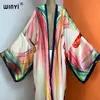 Costumi da bagno da donna WINYI Donne africane Casual Sexy prospettiva manica lunga Cardigan spiaggia Boho Coverup Vacanze estive Kimono Sensazione di seta Abito 230426