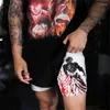 Shorts masculinos anime manga baki hanma ginásio treino para homens atlético secagem rápida 2 em 1 compressão com bolsos activewear correndo