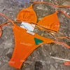 Triangle Badge Sexy Bikini Dames Tweedelig Strandbadpak Laagbouw Badpak Dames