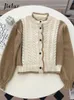 Cardigans Jielur Autumn Cashmere Kort stickad tröja Kvinnor Singelbröst Khaki Green Hit Color Female Cardigan Lång ärm liten kappa