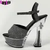 Dress Shoes Summer Sexy Women's Sandals Platform Transport Woman Design Club Banquet Glitter Party Block High Heels Ladies