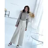 Women's Pants s MEXZT S3Xl Elegant Woolen Wide Leg Pant Korean High Waist Baggy Trousers Office Lady Black Casual Autumn Winter 231127