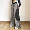 Pantalones de diseñador de pierna recta para mujer, pantalón holgado de Color liso, a la moda, de cintura alta, Color contrastante, novedad de Otoño de 2023