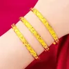 6pcs Women Women Brange Bracelet Openable 6mm Real 18k Color Gold Moda Lady Girl