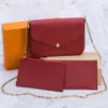 Ontwerpers Multi Pochette Felicie Accessories Handtas Echt lederen schouder Crossbody Bodemtasbasis 3 PCS Purse Bags246B