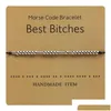 Pendentifs Charm Bracelets Je t'aime Amitié Morse Code Dainty Bracelet Perlé Avec Secret Mes Pour Femmes Hommes Bijoux Réglable Gi Dh1Li