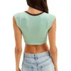 T-shirts pour femmes T-shirt slim à manches courtes U Neck Contrast Color Summer Ladies Crop Top Tee For Party Club