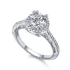 Cluster Rings S925 Sterling Silver Ring Women's Fashion Design Sense One Simulated Diamond Wedding