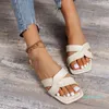 Hausschuhe Frauen Marke Sommer Gleitet Offene spitze Flache Freizeitschuhe Freizeit Sandale Weibliche Strand Flip-Flops Große Größe