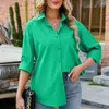 Chemisiers pour femmes Printemps Lâche Casual Chemises En Coton Femme À Manches Longues Chemisier Simple Boutonnage Femmes Mode Élégant Bureau Dame Solide Tops