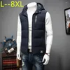 Gilet da uomo Plus Size 8XL 7XL 6XL 5XL 4XL Elegante gilet autunno-inverno da uomo Gilet caldo senza maniche con cappuccio di alta qualità