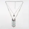 Pendant Necklaces Bohemia Synthetic Stone Alloy Arrow Tassel Multi Ethnic Metal Layer Chain Chokers FashionJewelry Colliers