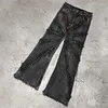 Herenjeans Gothic Street Design Sense American Retro Low Taille Rechte ruwe rand do Old Tie Casual Decadent Rap Pants 230426