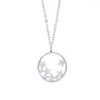 Kedjor 2023 Julklapp 925 Sterling Silver Jewelry Geometric Round Pendant Inner Set Multi Piece CZ Star Necklace For Girl