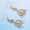 Boucles d'oreilles pendantes HF JEL pour femmes, couleur or, Note de musique, strass, goutte pour gros bijoux, cadeaux de fête de noël