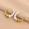 Earrings Pearl Stud Charm Earrings Designer Brand Letter Crystal Rhinestone Earring Gold Plated Women Wedding Party Jewelry
