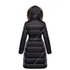 Doudoune à capuche pour femme hiver chaleur extérieure longues vestes manteaux véritable col de cheveux de raton laveur chaud mode Parkas avec ceinture dame coton manteau vêtements d'extérieur grande poche M