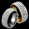 Couple Anneaux De Mode 10pcs / lot Bague En Acier Inoxydable Bijoux Femmes Et Hommes Paire De Mariage Cristal Strass Zircon Accessoires Belle Taille De Cadeau 6-12