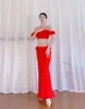 Stage Wear Women Belly Dance Costume 2 Piece Set Oriental Practice Suit Sexy Tank Top Long Side Slit Skirt White Red 2023