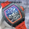 Richar Milles Watch Swiss Automatic Watches Miller RM011fm Midnight Fire Global Limited Edition 88 Black and Red Color Hollowed Dials Date Chronology Men