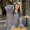 Women's Blouses Shirt Women Large Size Fat Mm Sweet Age-reducing Loose Design Plaid Top Splicing Lace Wood Ears Tie Bow Regulai Fit