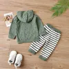Conjuntos de roupas para bebês recém-nascidos, meninos e meninas, camiseta verde militar de manga comprida com capuz, roupas de bebê menino R231127