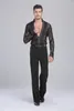 Stage Wear Farment Performance Latin Man Shirts Top Men Lace Black and White Waltz Ballroom