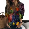 Women's Blouses Summer Lady Shirt Fruit 3D Printed Personality Cute Casual Style Ladies Fashion Trend Women