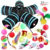 Toys 22st Cat Toy Tunnel Set Extensible Collapsible 2/3/4/5 Holes Cat Tunnels For Inhoor Outdoor Interactive Cat Feather Balls Toy Toy