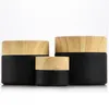 5g 10g 15g 20g 30g 50g Black Frosted Glass Jars Cosmetic Bottle Cream Container Packaging with Imitated Wood Grain Plastic Lids Nkduq