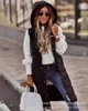 Gilets pour femmes Gilet à capuche Veste bouffante Femmes Sans manches Poche Bouton Noir Coton Parkas Manteaux Automne Hiver Vestes Manteau