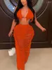 Women's Two Piece Pants RDMQ 2023 Sexy Beach White Women 2pcs Set Tassel Crop Tops And Hole Wide Leg Sweatsuit Tracksuit Outfits