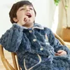 Pyjama's Kinderen Jongens Meisjes Flanel Dikker Set Herfst Winter Baby Cartoon Lange Mouw Revers Tops Met Broek Slapen Kleding sets 231127